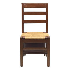 Traditional chairs rush seat bent leg with attached kneeler folded, front view