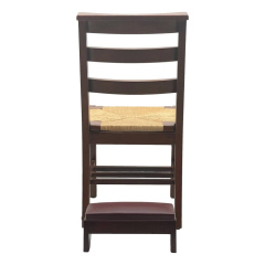 Traditional chair rush seat bent leg three stretchers with attached kneeler
