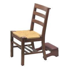 Traditional chair rush seat bent leg three stretchers with attached kneeler
