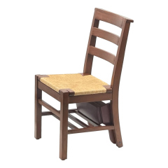 Traditional chair rush seat bent leg three stretchers with attached kneeler folded