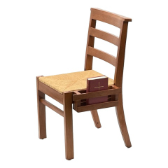 Traditional stacker chair with an interlocking book rack