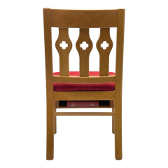 Rear View of Cross Chancel Chair with Book Rack